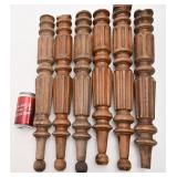 6 pattes de table en bois tourné, vintage