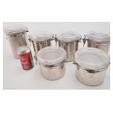 6 contenants hermétiques, en acier inoxydable