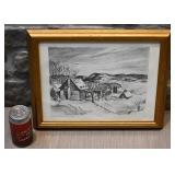 Fusain signé Simone Hudon, 9'' x 11.25'',