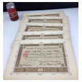 5 certificats d'actions antiques, Brauerei W.