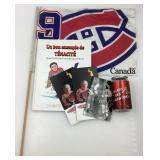 Lot Maurice Richard, drapeau, livre et cartes