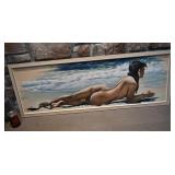 Toile sur masonite, nue, 18'' x 50'', encadrée