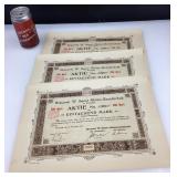 3 certificats d'actions antiques, Brauerei W.