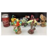6 figurines d'oiseaux, en porcelaine