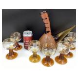 Carafe d'Espagne et 7 coupes Roemer, vintage
