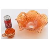 Bol en verre carnaval marigold Hobstar et tasse,