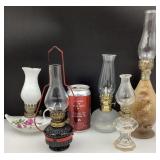 5 petites lampes à l'huile, vintage