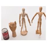 Mannequins de dessin et main, articulés, en bois