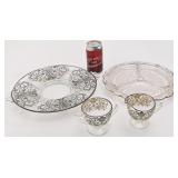 4 pièces en verre niellé d'argent