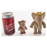 2 figurines de Babar, en velours