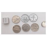 Anciennes pièces de 5 cents du Canada, dont 1917