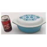 Cocotte Pyrex 043 Blue Doily, avec couvercle
