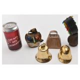 5 cloches vintage, dont en laiton