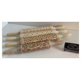 Lot de rouleaux à pte embossés, en bois
