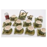 Ensemble à thé coquillages, majolica, vintage
