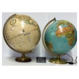 2 globes terrestres, dont lampe