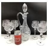 *Décanteur et 6 verres à sherry, en cristal