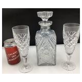 Décanteur et 2 coupes en cristal de bohème