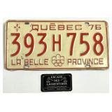 Plaque d'immatriculation du Québec, 1976