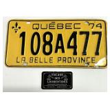 Plaque d'immatriculation du Québec, 1974