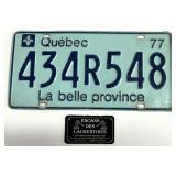 Plaque d'immatriculation du Québec, 1977