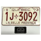 Plaque d'immatriculation du Québec, 1973
