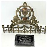 Menorah d'Hanoukka, en laiton, orné de pierres