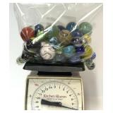 7 lbs de grosses billes en verre, vintage