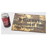 Antique plaque en laiton S. Gaudry, Professeur