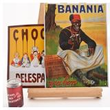 2 affiches publicitaires françaises, en métal