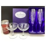 2 coupes Royal Doulton, en cristal, et 2 coupes
