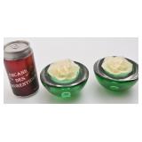 2 bougeoirs en verre, avec bougies