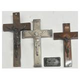 3 crucifix en métal non ferromagnétique, lourds