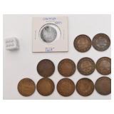 Lot de pièces de 1 cent du Canada, antiques