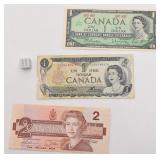 3 billets du Canada, 1 dollar 1967,