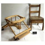 *2 meubles pour enfants, antiques, en bois, avec