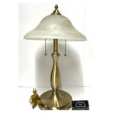 Lampe vintage, laiton et verre, hauteur : 22'',