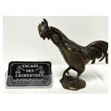 Ancien coffre coq, en laiton