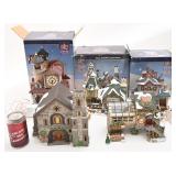 Village de Noël en porcelaine, 5 pièces, dont