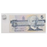 Billet de 5 dollars du Canada, 1986