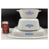 3 pièces CorningWare cornflower