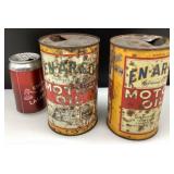 2 cannes d'huile En-ar-co, vides, vintage