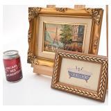 2 cadres vintage, dont avec peinture