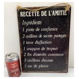Affiche en métal Recette de l'amitié, 10'' x 13''