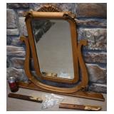 Antique miroir de maquilleuse, pivotant,