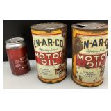 2 cannes d'huile En-ar-co, vides, vintage