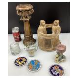 Lot de chandeliers et 3 sous-verres