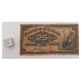 Billet de 25 cents du Canada, série1900