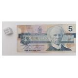 Billet de 5 dollars du Canada, série 1986
