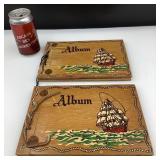 2 albums pour photos ou scrapbooking, en bois